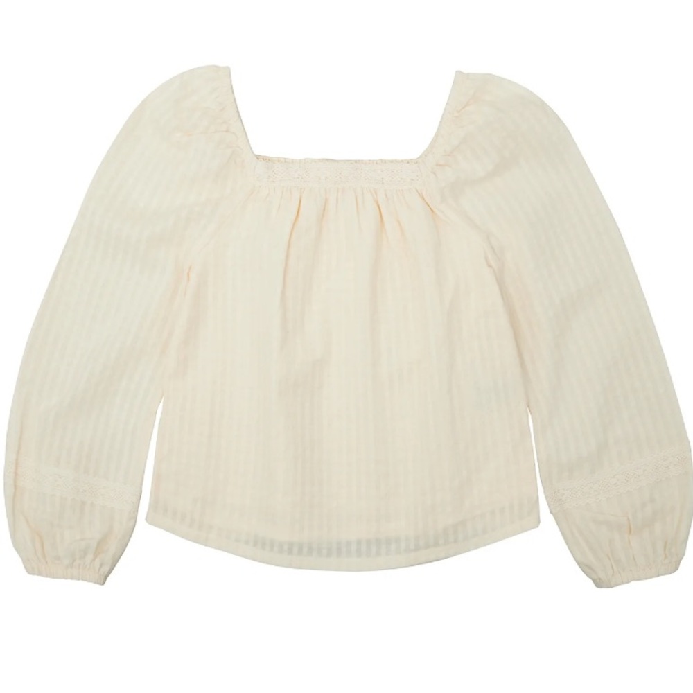 Wonder Nation Girls Long Sleeve Lace Trim Top